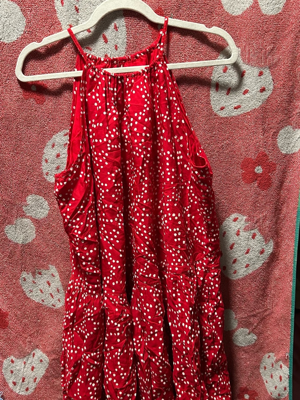 Madewell Aubriella Drop-Waist Mini Dress in Dot - Festival Red Size M
